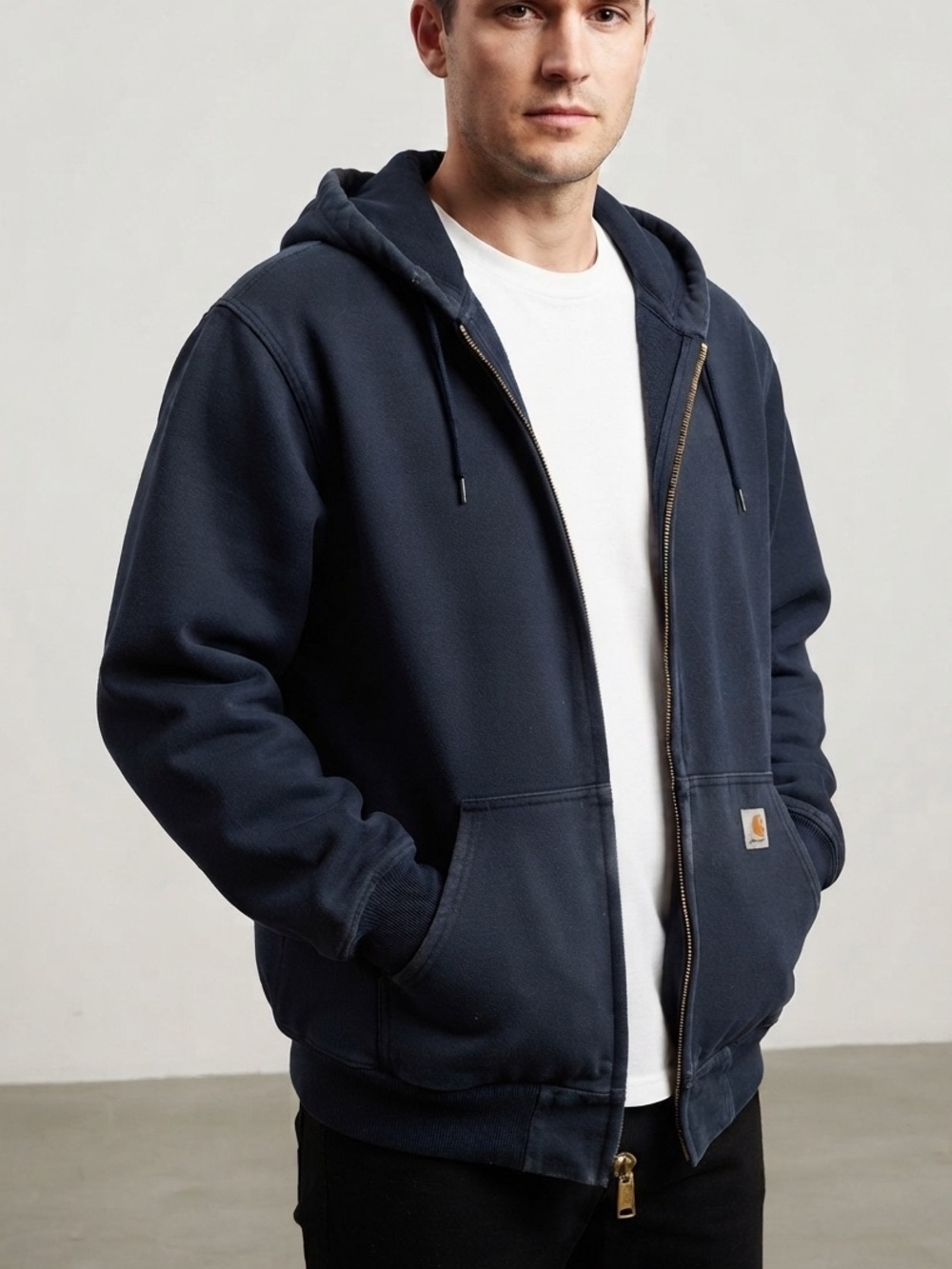 Carhartt Loose Fit Full Zip Hooded Sweatshirt Navy Blue XL